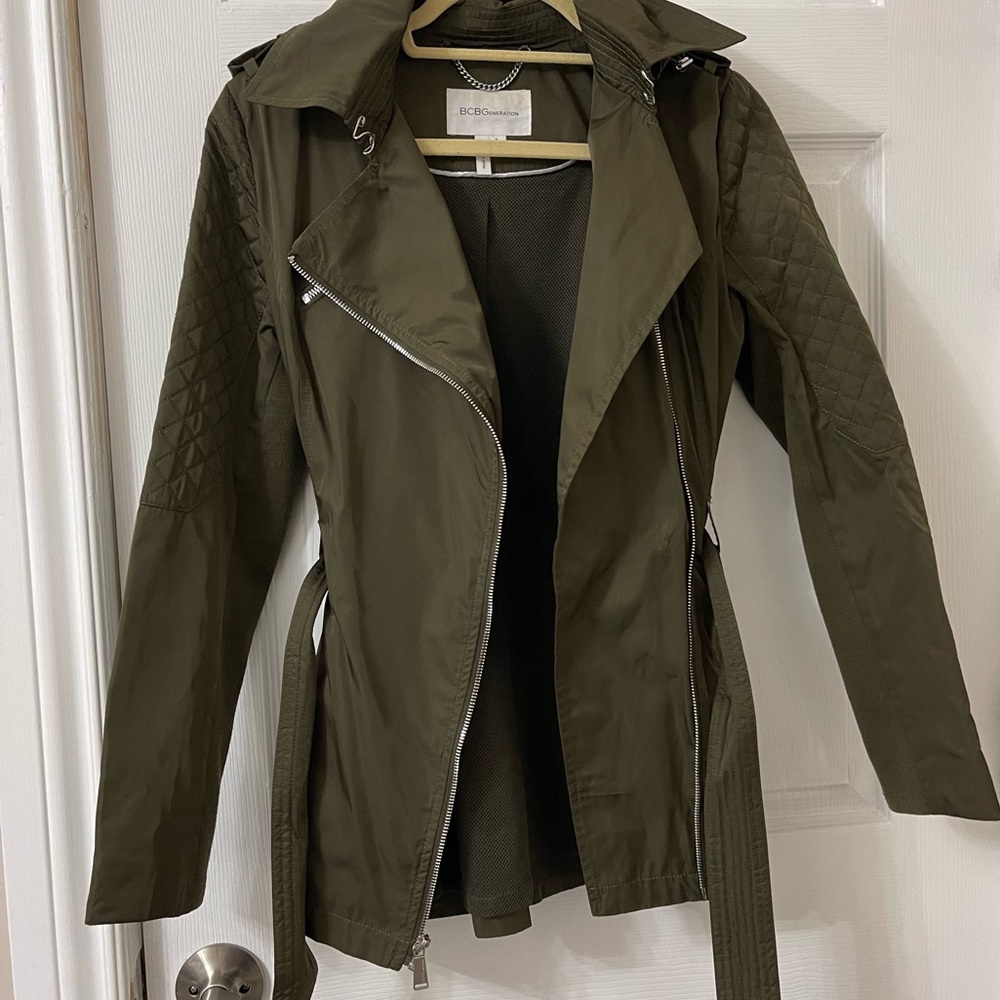BCBGeneration Army Green Jacket with Hood Size Small